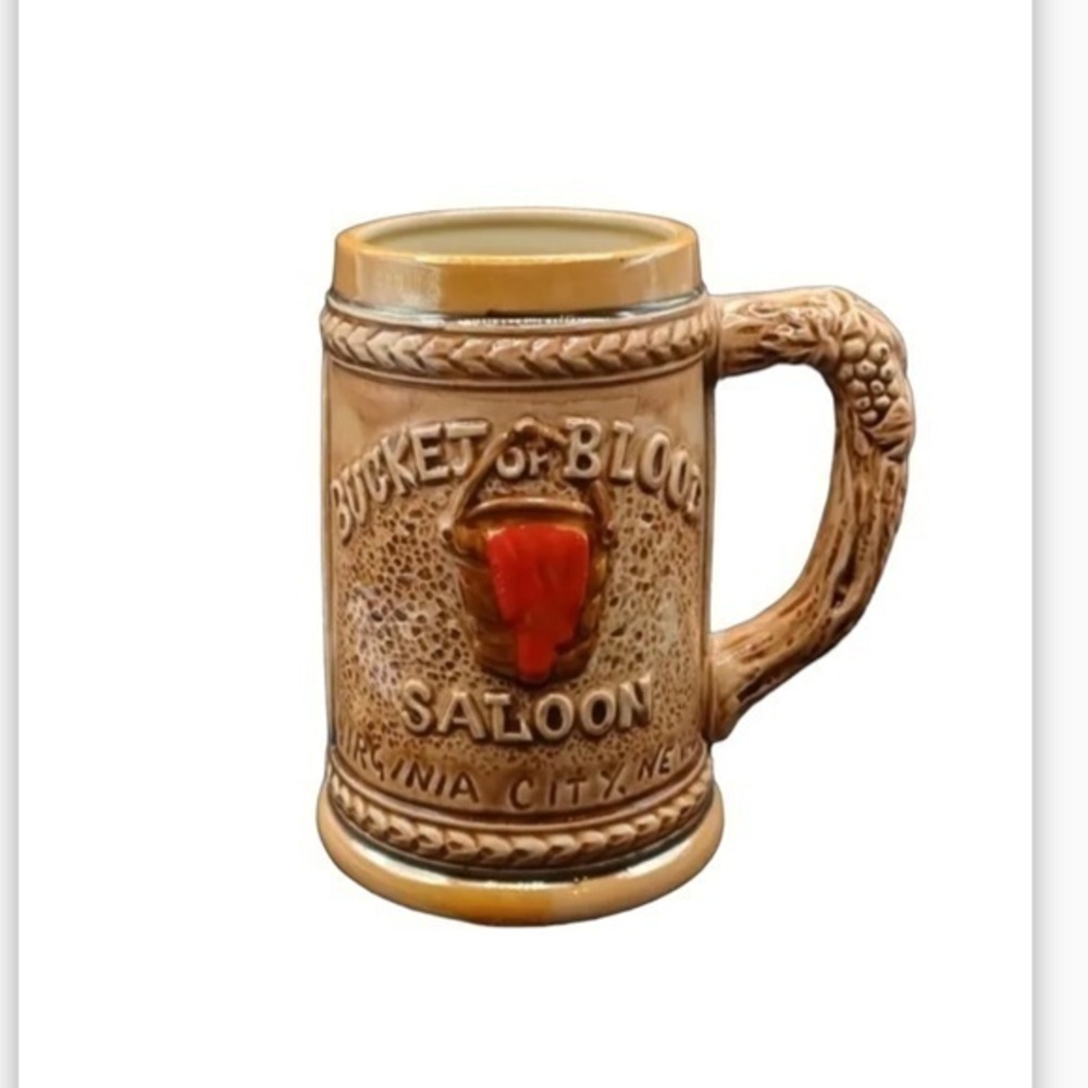 BUCKET OF BLOOD SALOON Vintage Prospector Beer Stein Mug Virginia City Nevada